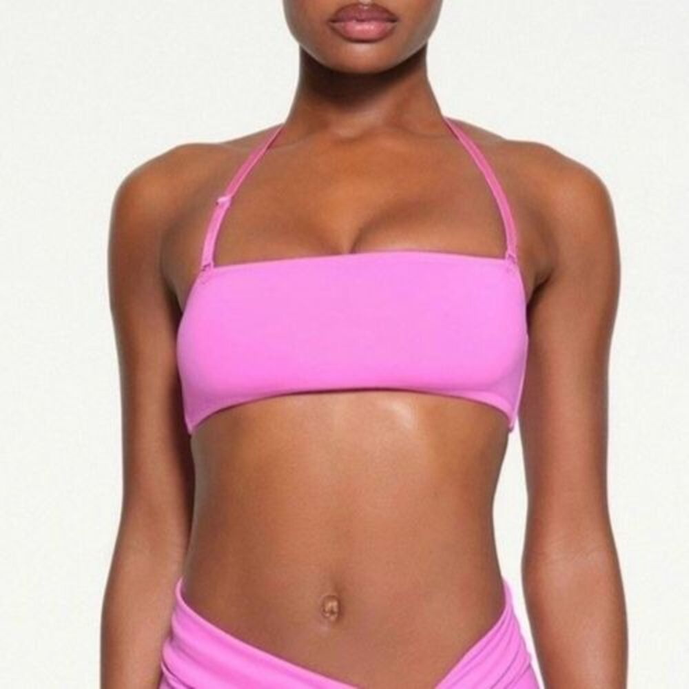 Skims Recycled Swim Bandeau Bikini Top Women Size 4X Pink Taffy NEW